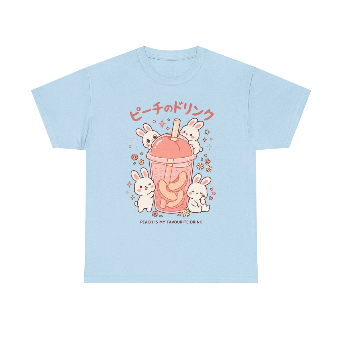Peach Drink Cute Bunny T-Shirt