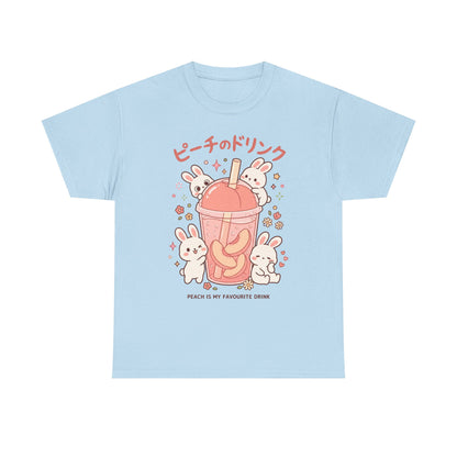 Peach Drink Cute Bunny T-Shirt