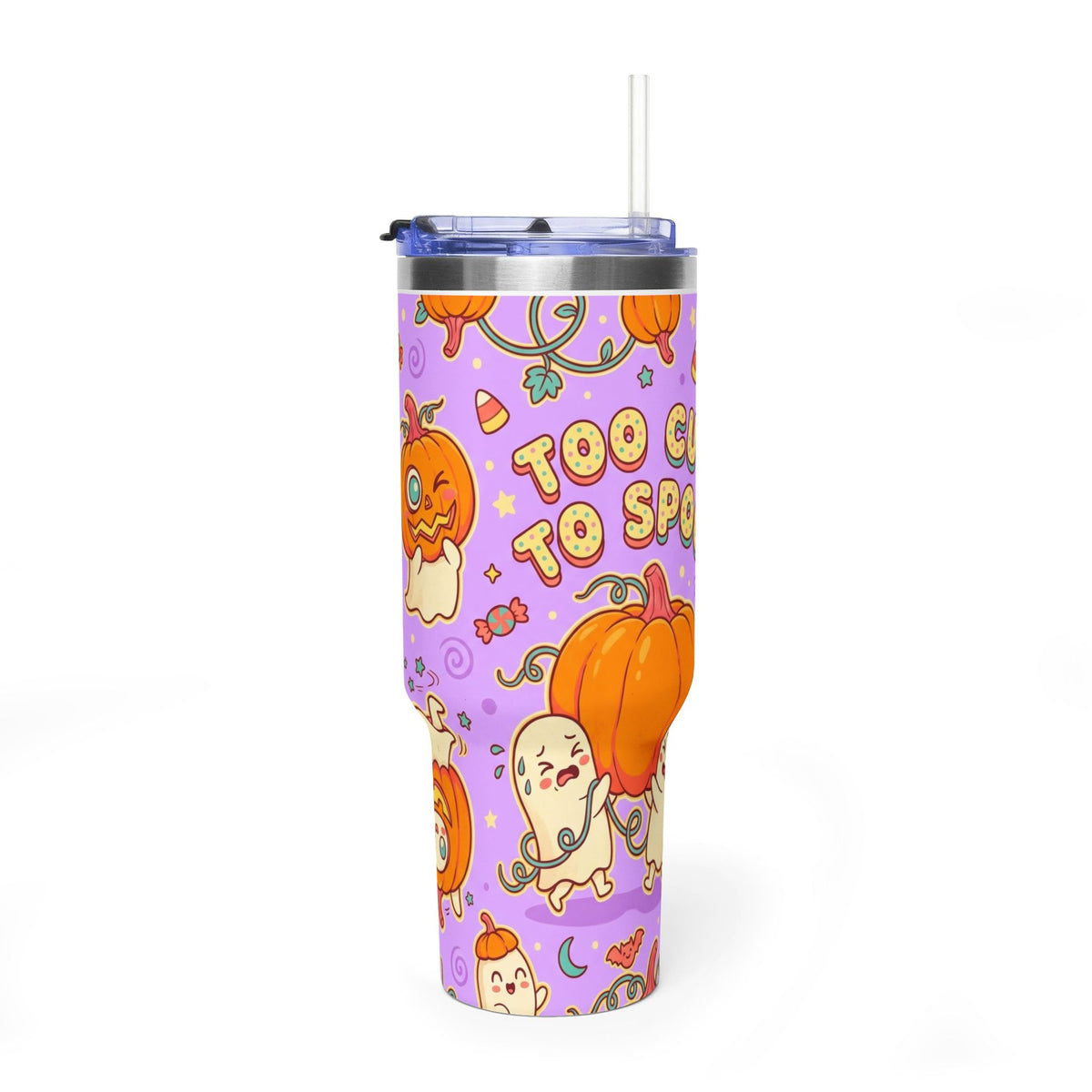 Too Cute to Spook Halloween Pumpkin Ghost 40oz Tumbler