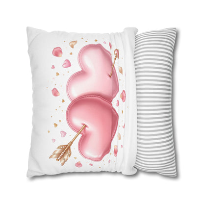 Valentine Pink Double Heart Arrow Decorative Pillowcase