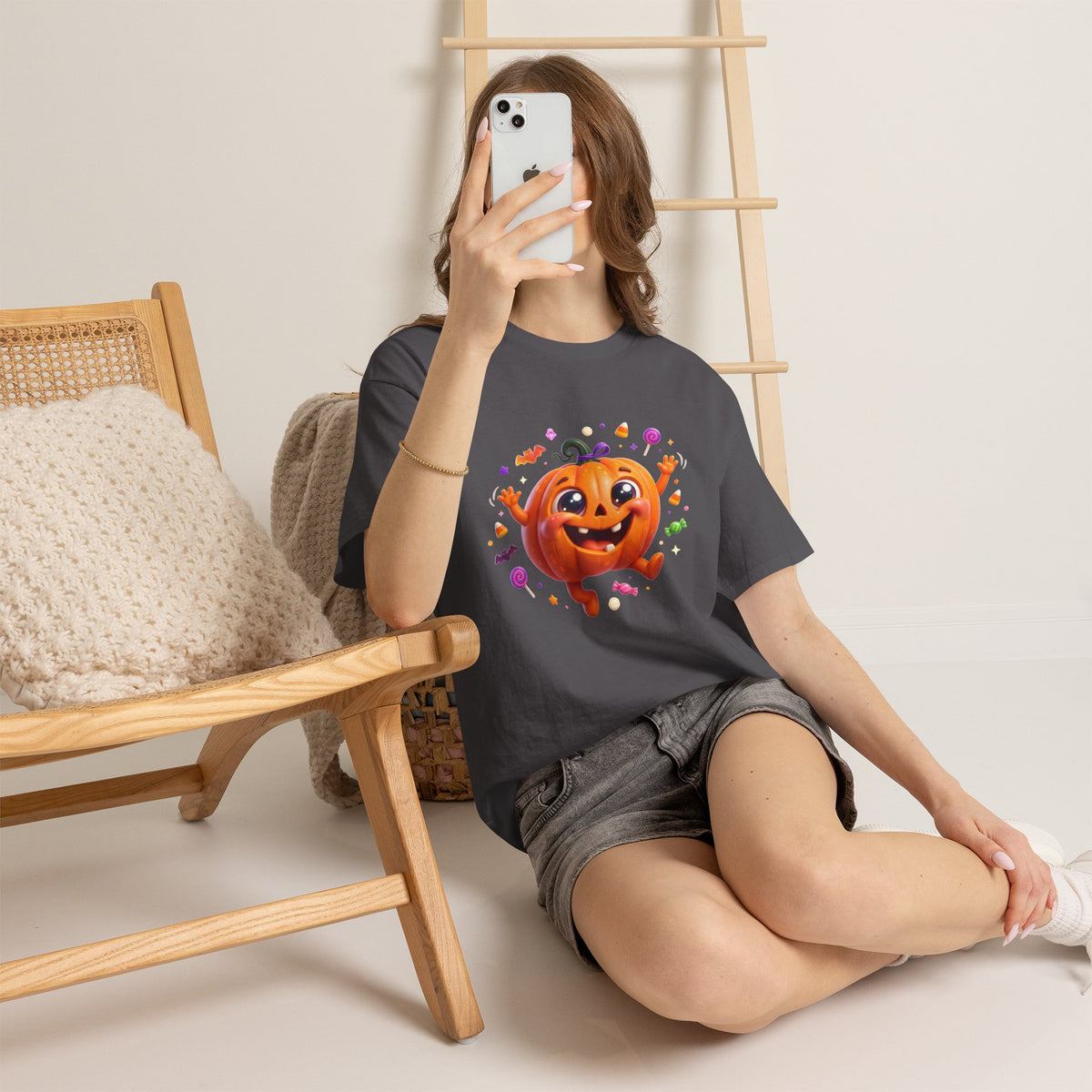 Halloween Pumpkin T‑Shirt — Happy Jack-O'-Lantern Candy Graphic Tee