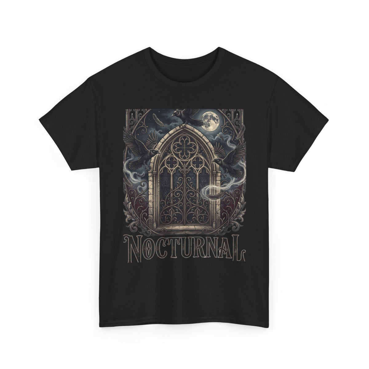 Nocturnal Gothic Tee — Moonlit Cathedral Night Owl Graphic T-Shirt