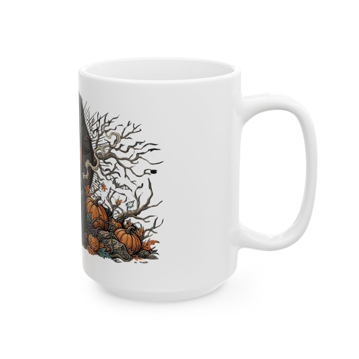 Halloween Pumpkin Witch Mug — Spooky Jack-o'-Lantern Ceramic Coffee Cup (11oz & 15oz)