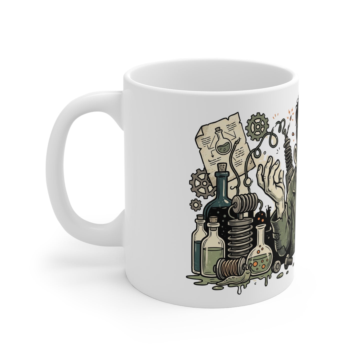 Frankenstein Monster Coffee Mug — Vintage Mad Scientist Halloween 11oz