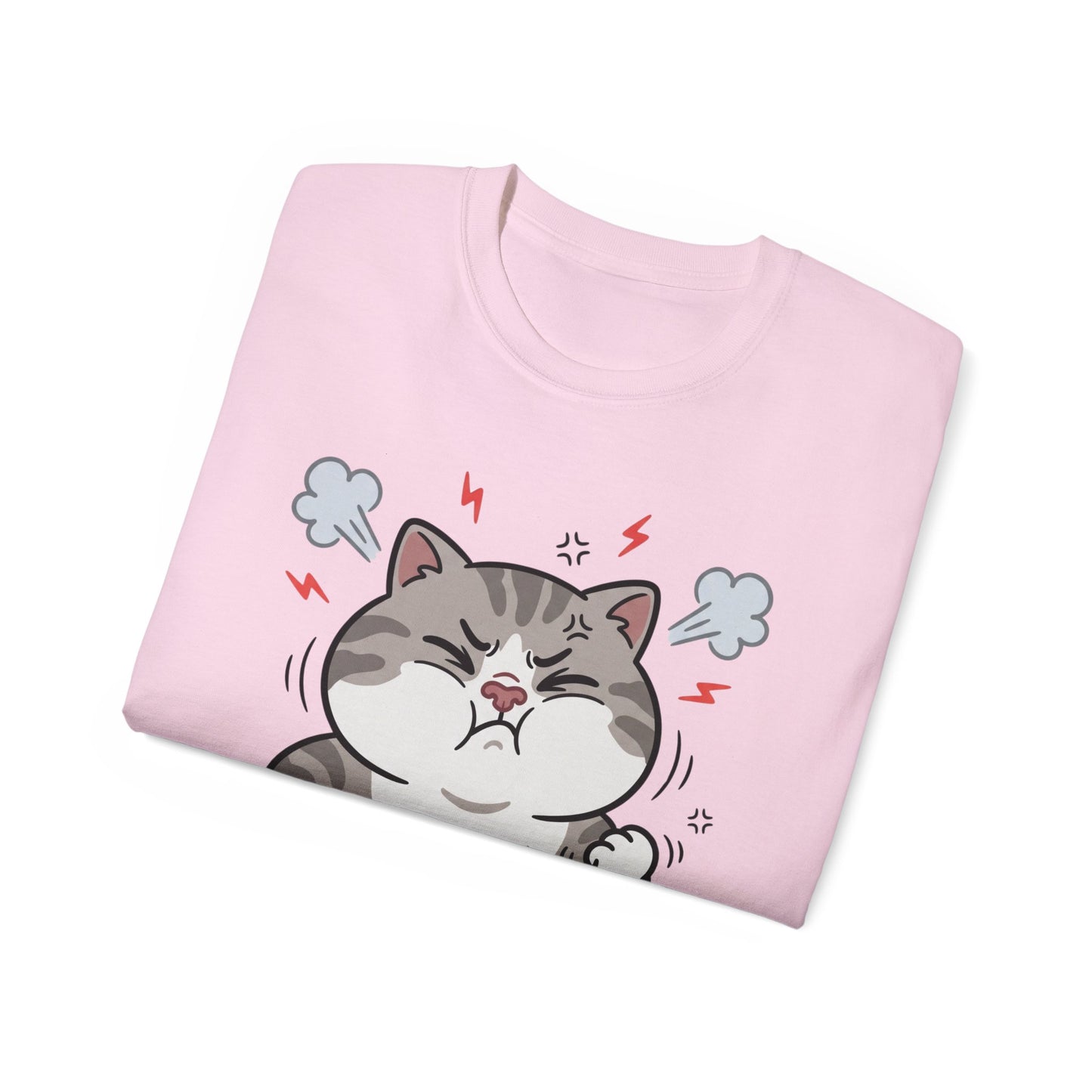 Angry Cute Cat T-Shirt — Cartoon Grumpy Kitty Graphic Tee