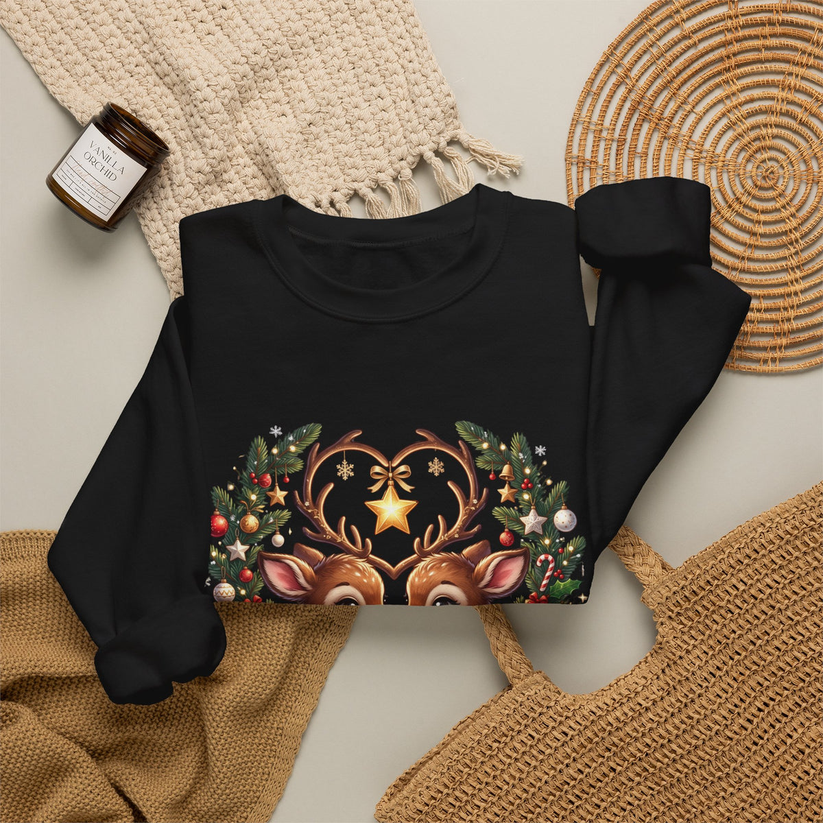 Reindeer In Love Sweatshirt – Cute Christmas Couple Deer Holiday Crewneck