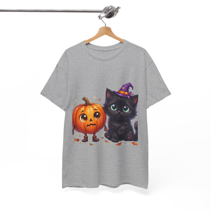 Halloween Black Kitten & Pumpkin T-Shirt