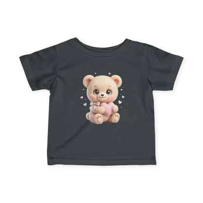Infant Tee – Cute Teddy Bear Holding Pink Heart | Baby Shower, Newborn Gift