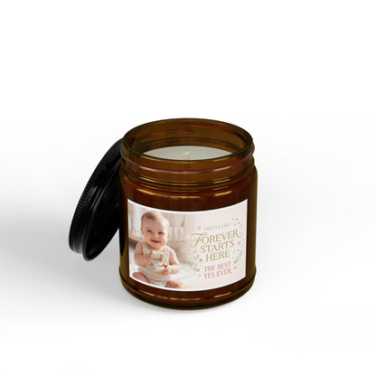 Soy Scented Candle — “Forever Starts Here” Baby Photo Keepsake (4oz & 9oz)