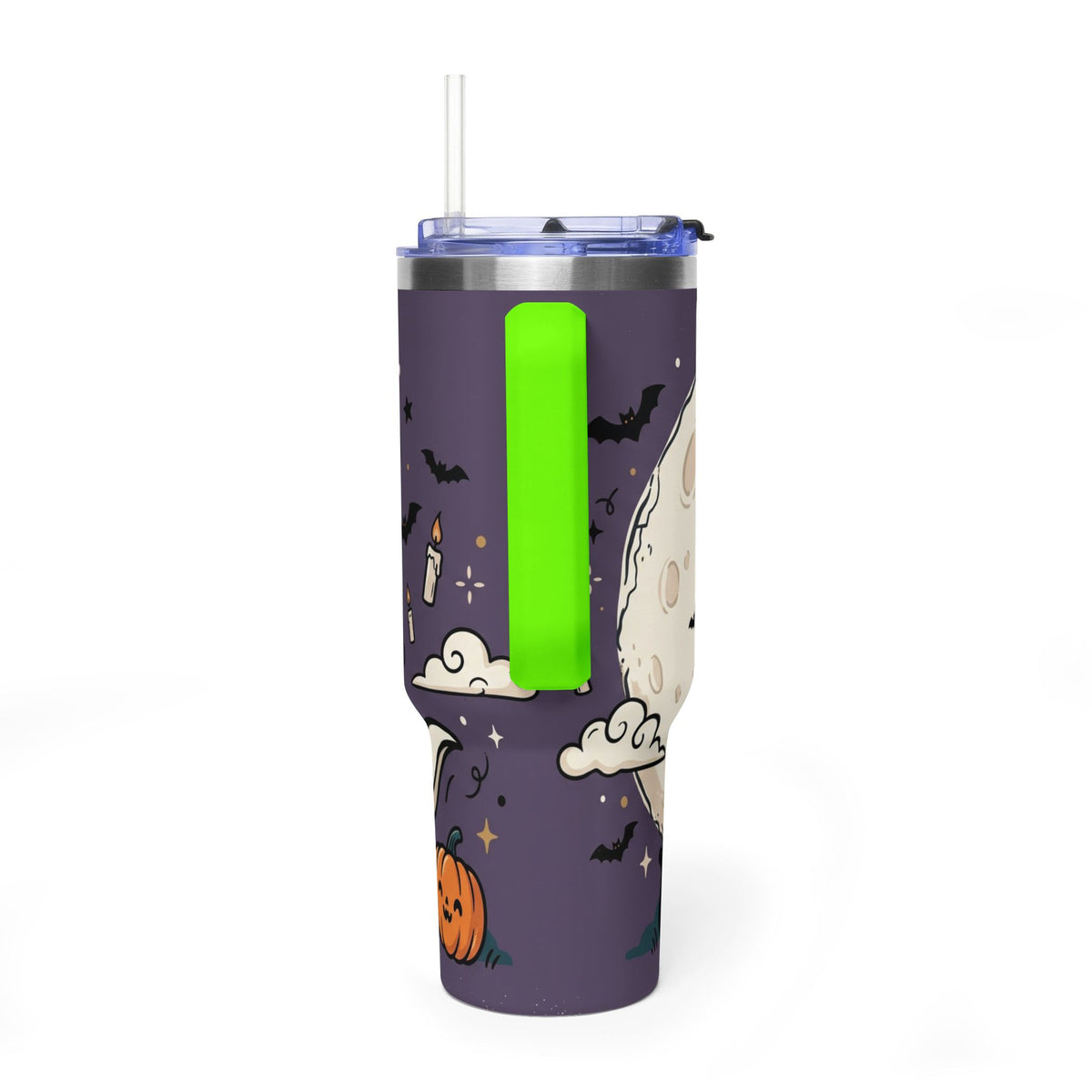 40oz Halloween Ghost Thermal Tumbler with Pumpkin and Black Cat