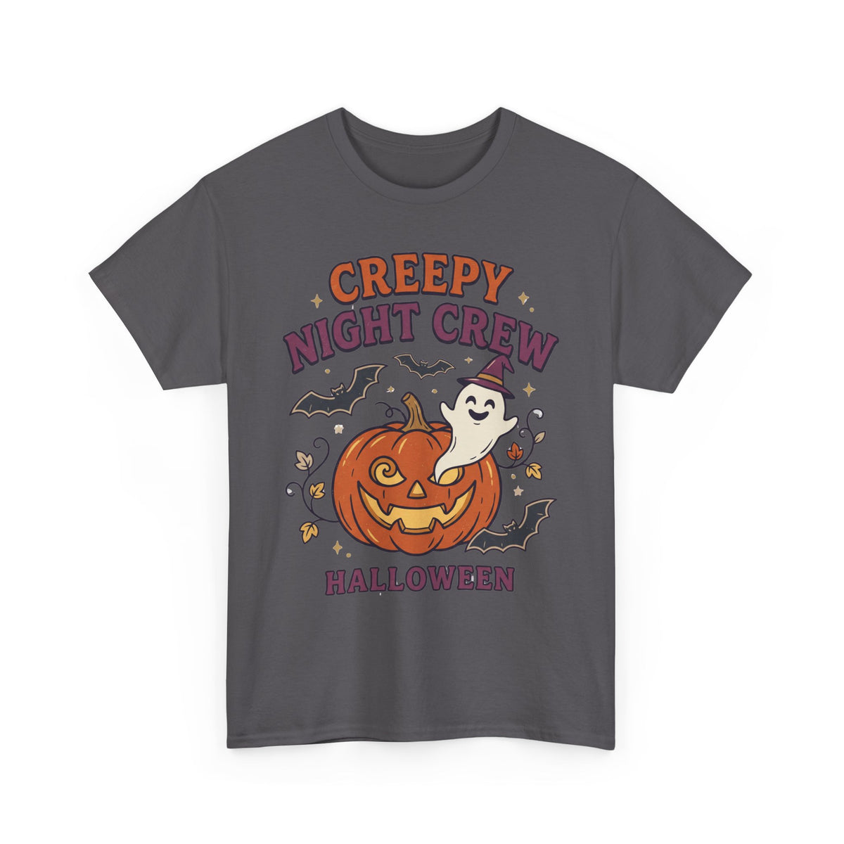 Creepy Night Crew Halloween T‑Shirt — Pumpkin & Ghost Graphic Tee