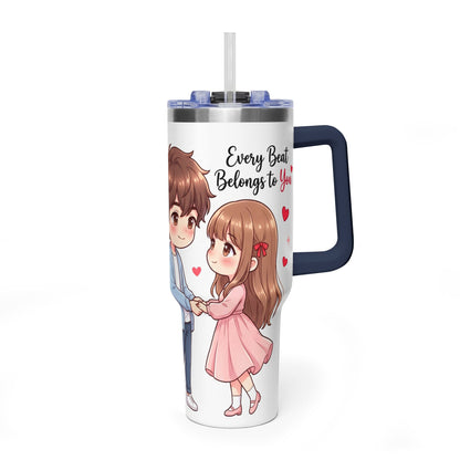 Cute Anime Boy Love Hearts 40oz Travel Tumbler