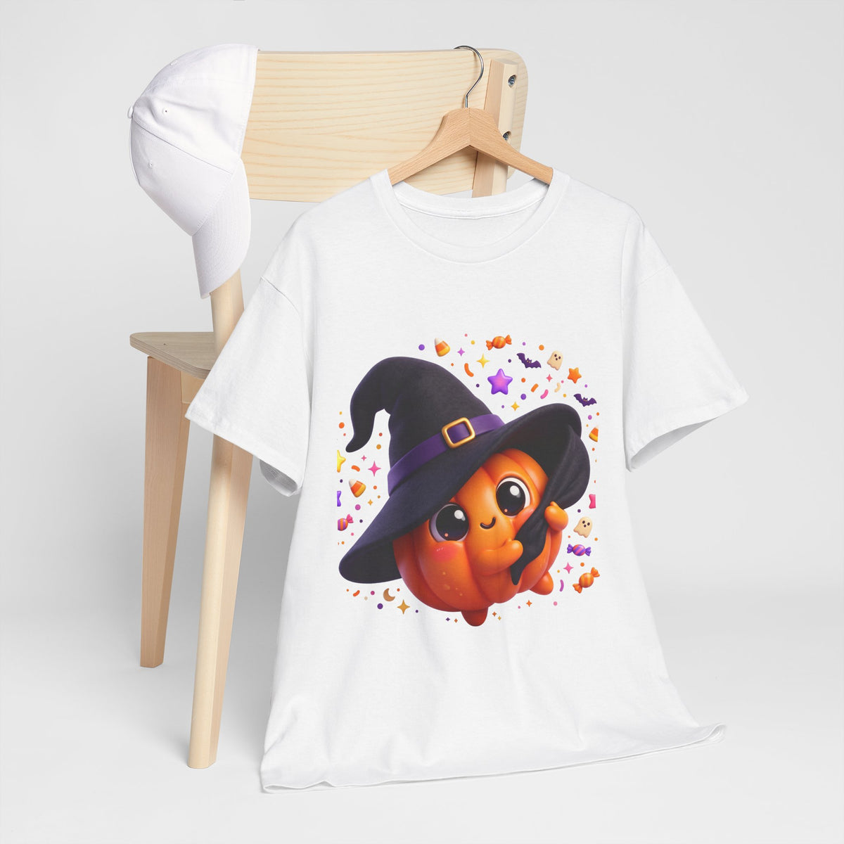 Pumpkin Witch T-Shirt — Cute Halloween Jack-o'-Lantern with Witch Hat