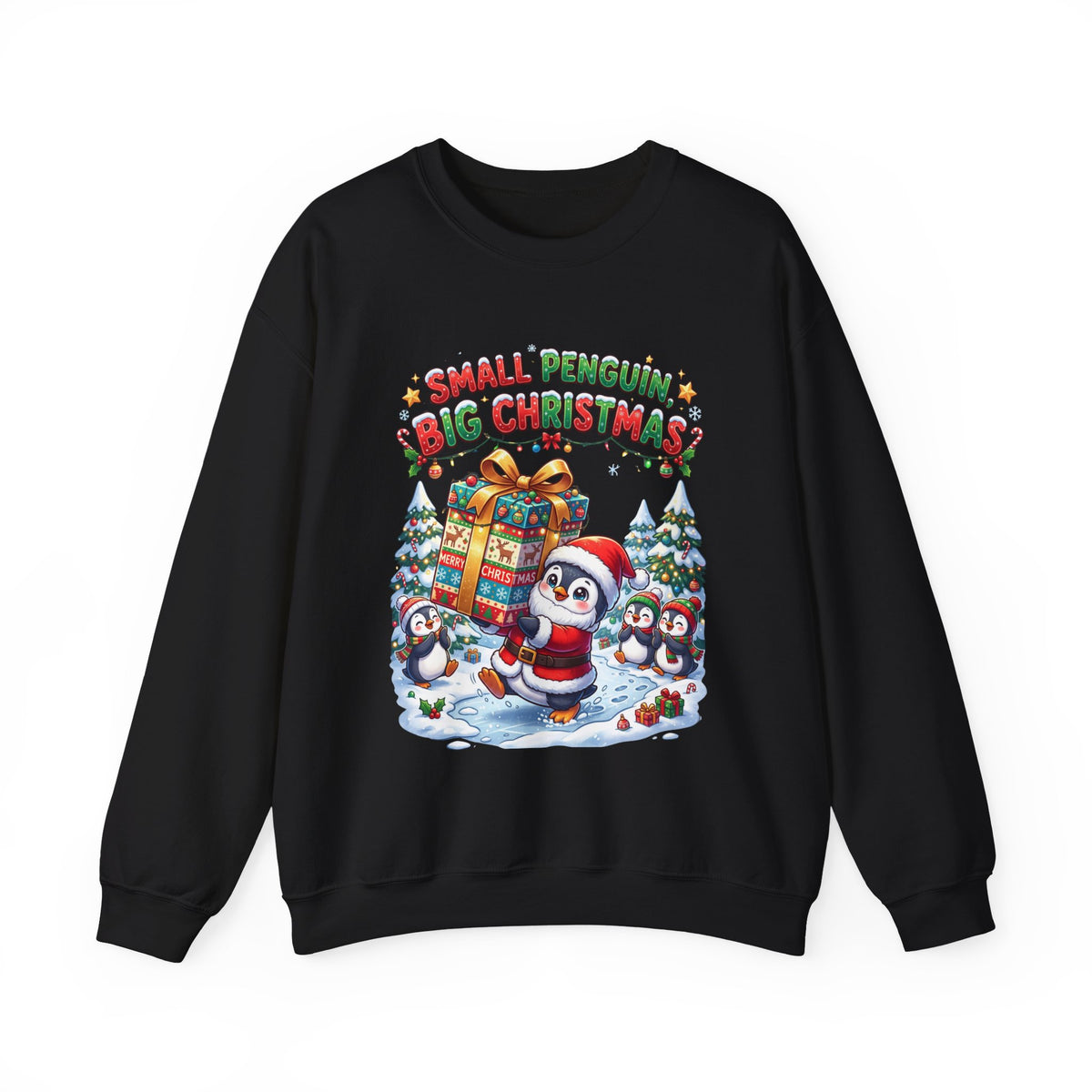 Penguin Christmas Crewneck Sweatshirt — "Small Penguin Big Christmas" Holiday Pullover