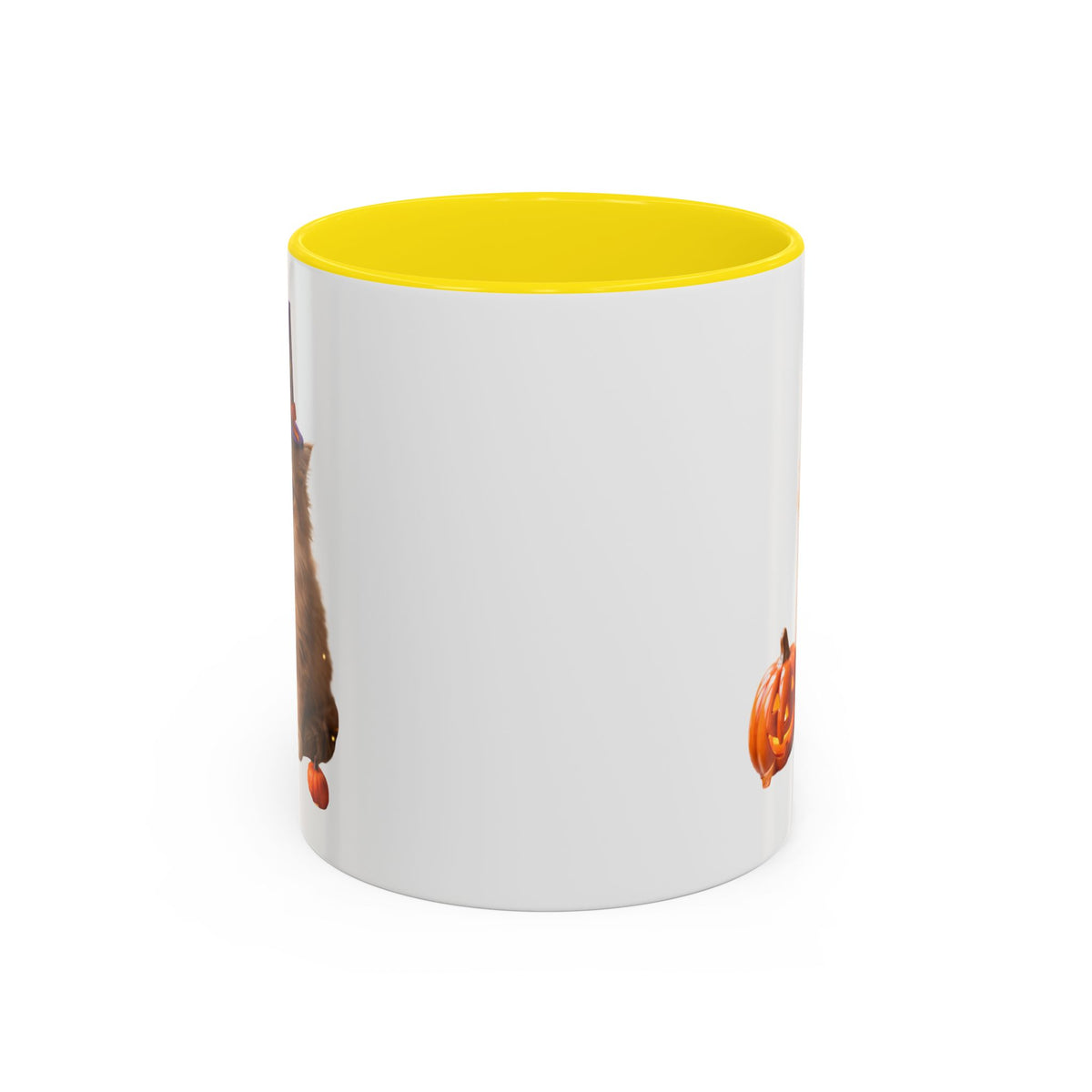 Halloween Cat Coffee Mug with Witch Hat and Pumpkin