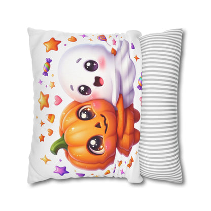 Cute Halloween Pumpkin & Ghost Pillowcase — Spooky Kawaii Decor