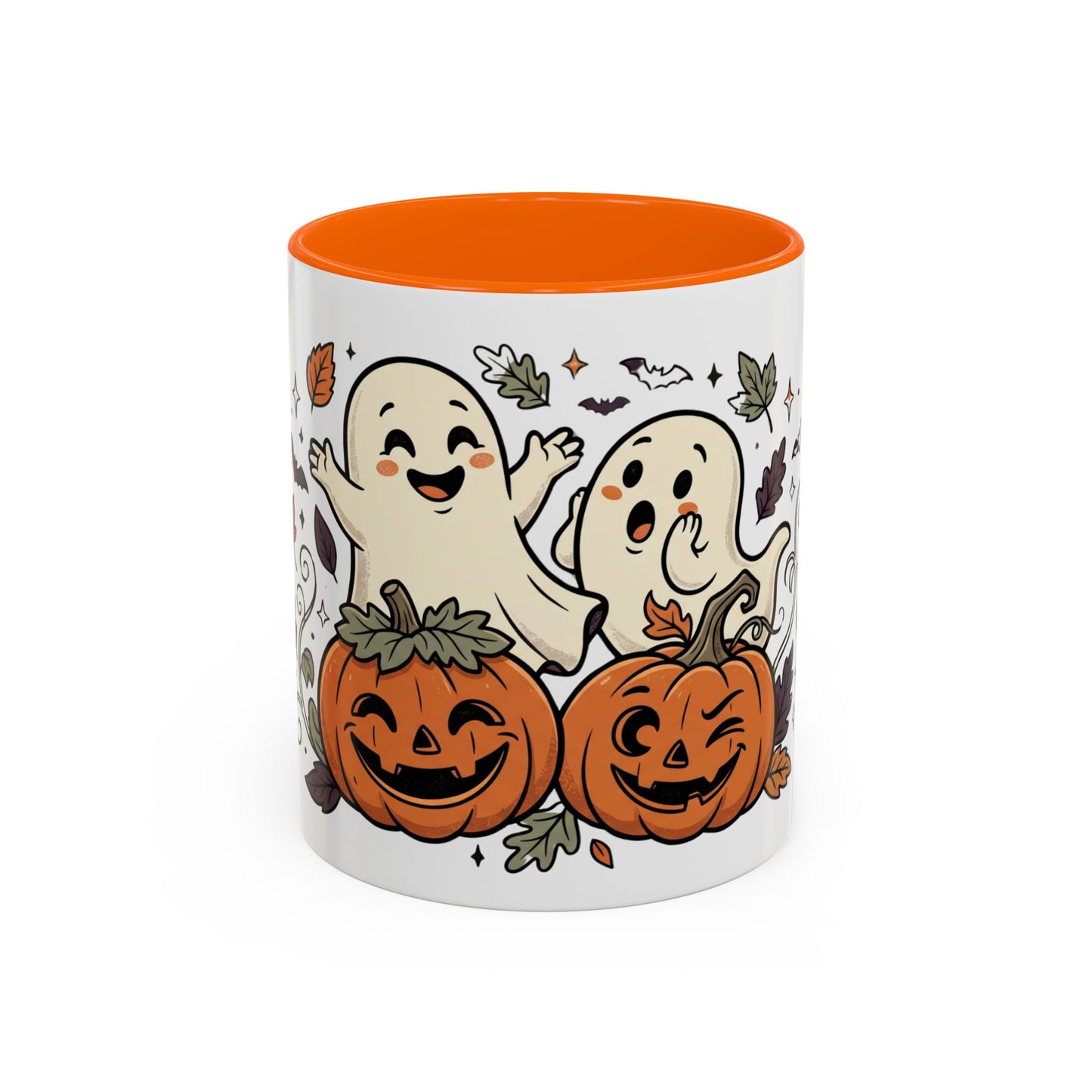 Halloween Ghosts & Pumpkins Coffee Mug — Cute Spooky Accent Mug (11/15oz)