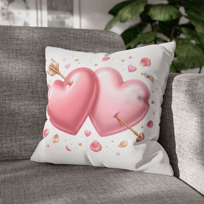 Valentine Pink Double Heart Arrow Decorative Pillowcase