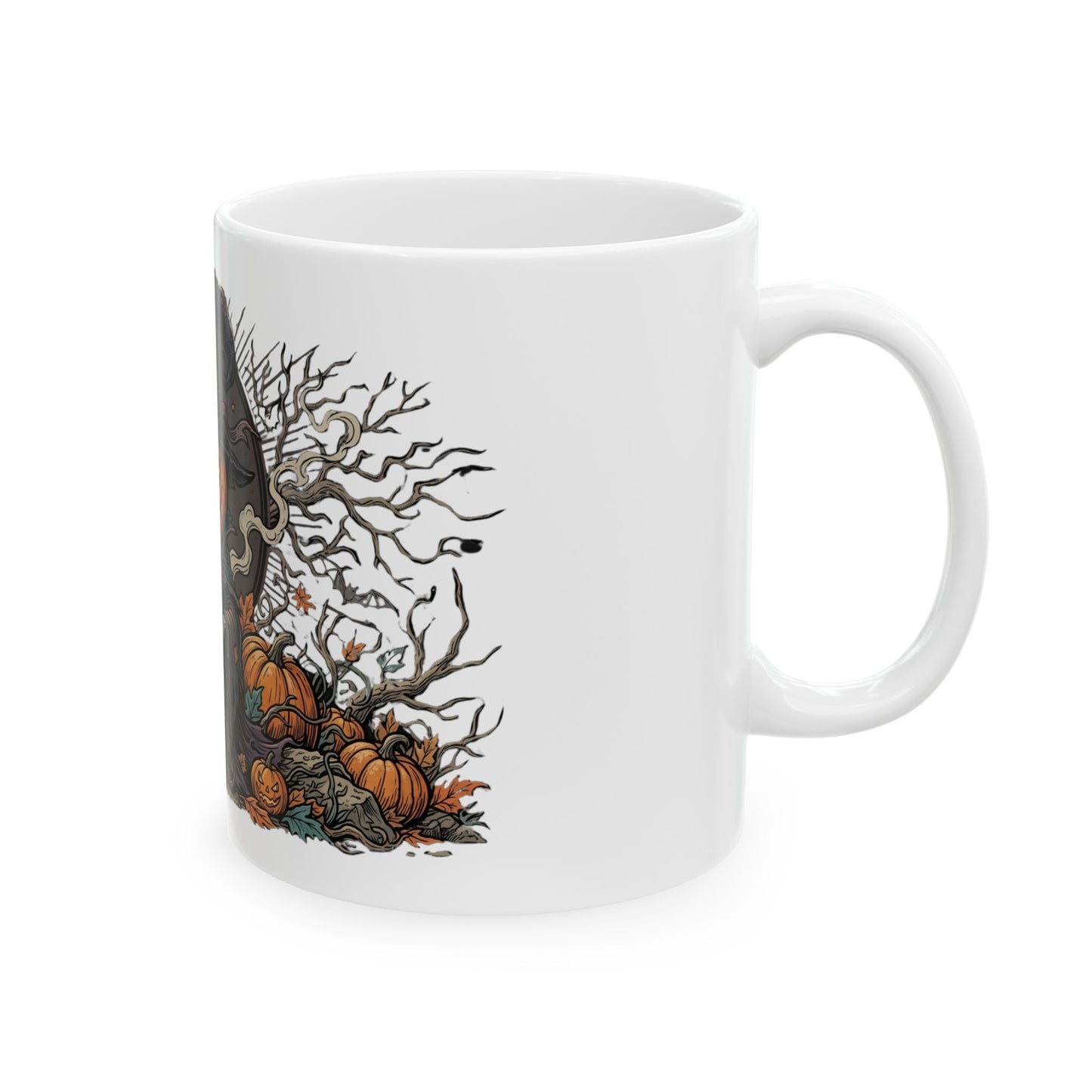 Halloween Pumpkin Witch Mug — Spooky Jack-o'-Lantern Ceramic Coffee Cup (11oz & 15oz)