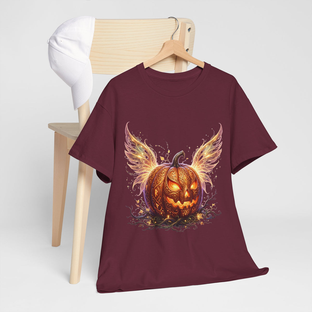 Halloween Pumpkin Tee — Winged Jack-O'-Lantern Graphic Shirt
