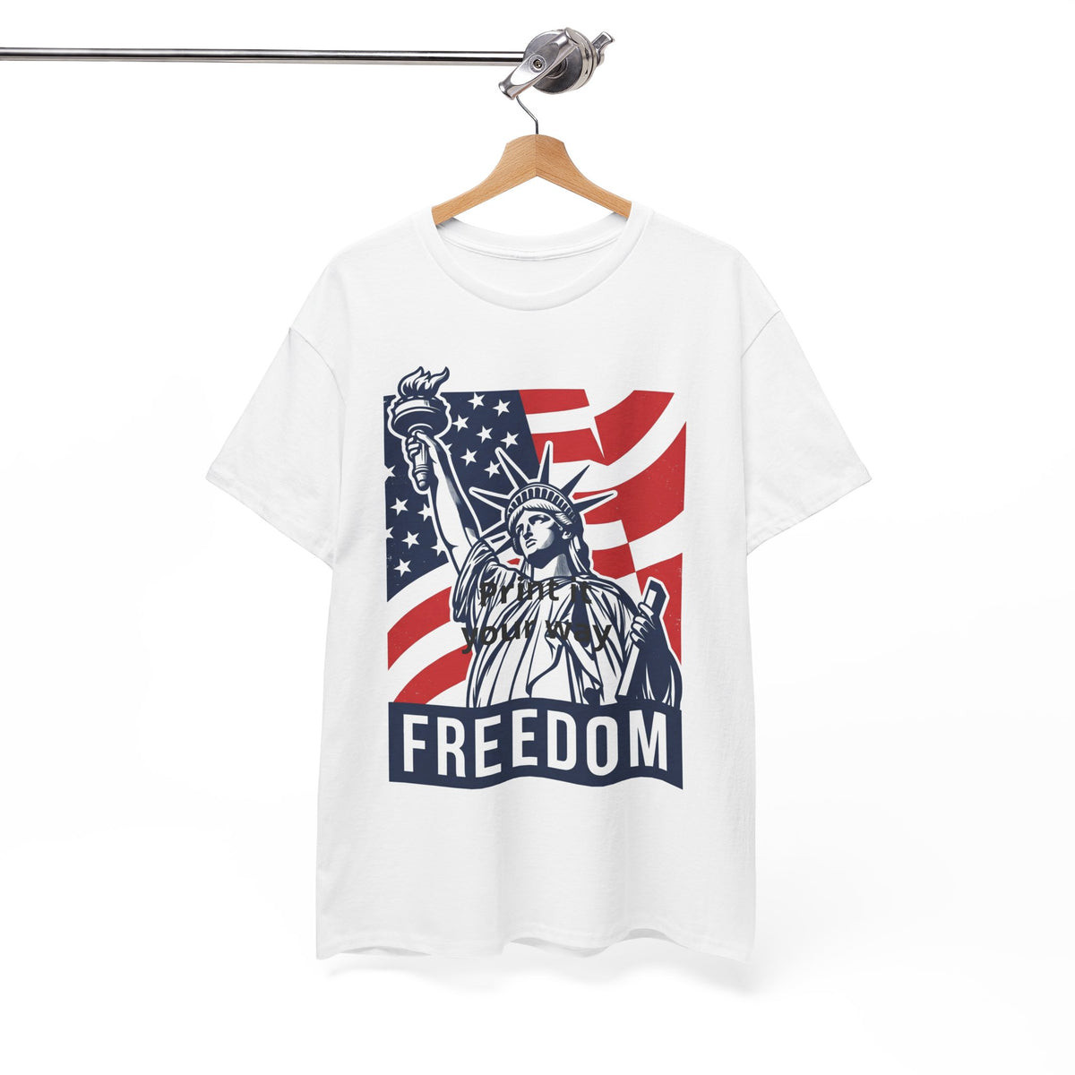 Freedom Statue T-Shirt — Patriotic USA Flag Tee (Statue of Liberty Design)
