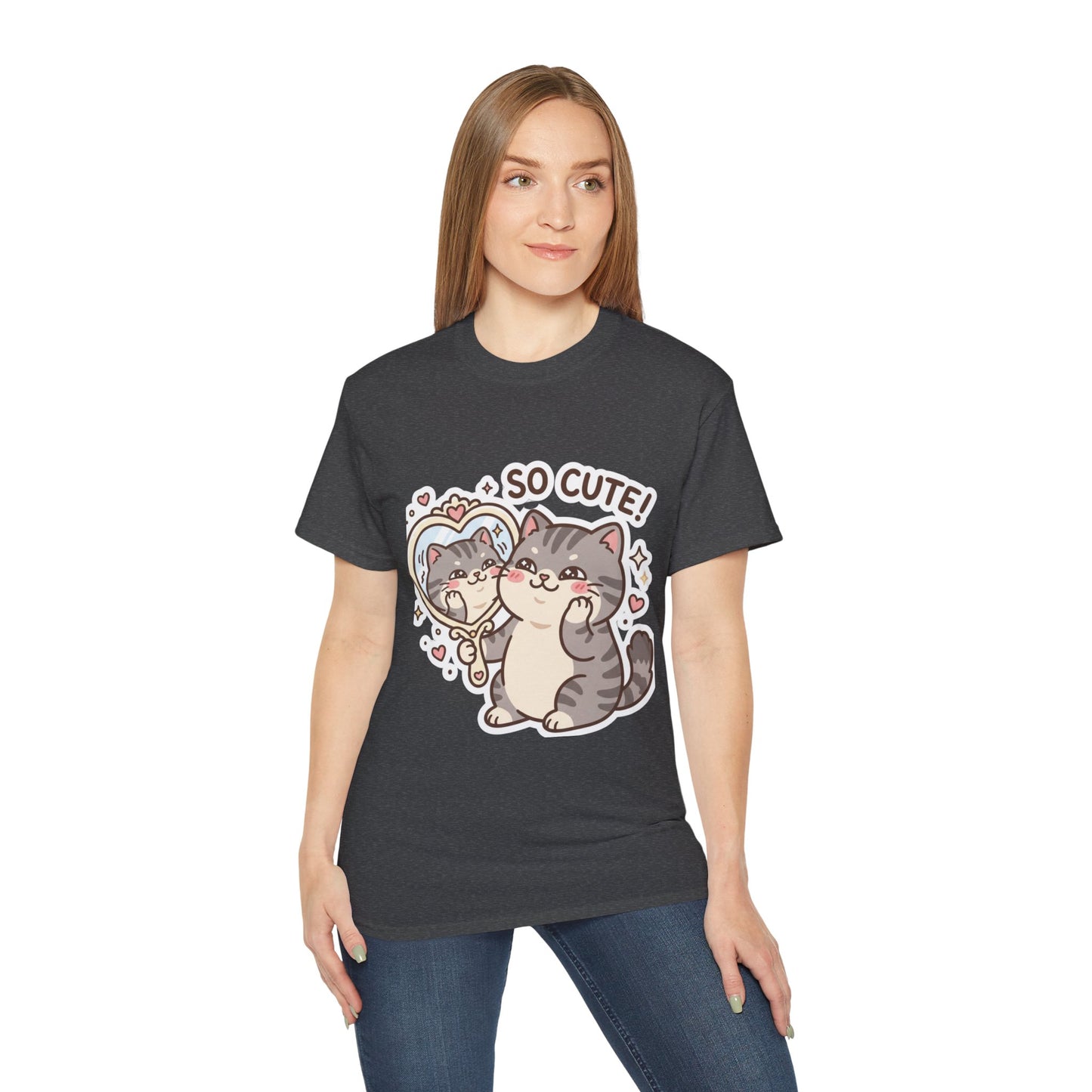 Cute Cat Mirror Tee - "So Cute!" Kawaii Cat T-Shirt