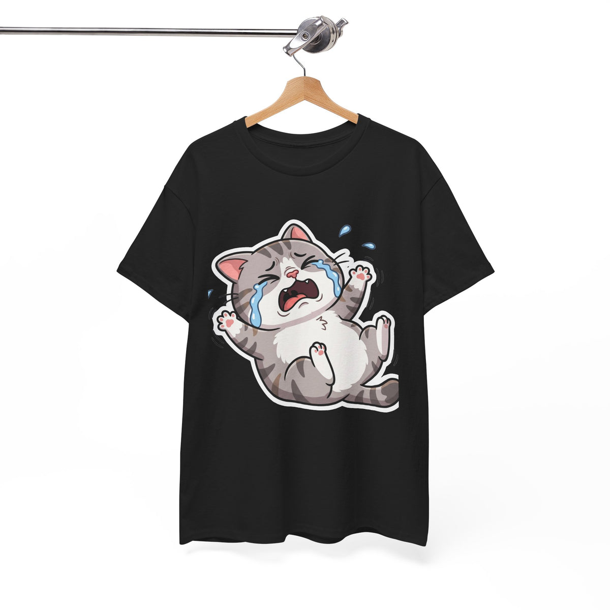 Crying Cartoon Cat T-Shirt — Cute Kawaii Kitten Graphic Tee