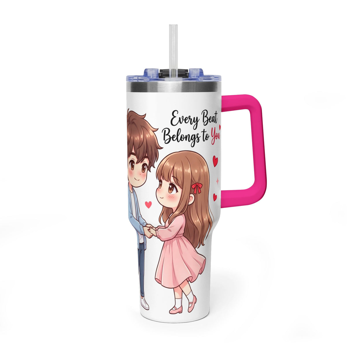 Cute Anime Boy Love Hearts 40oz Travel Tumbler