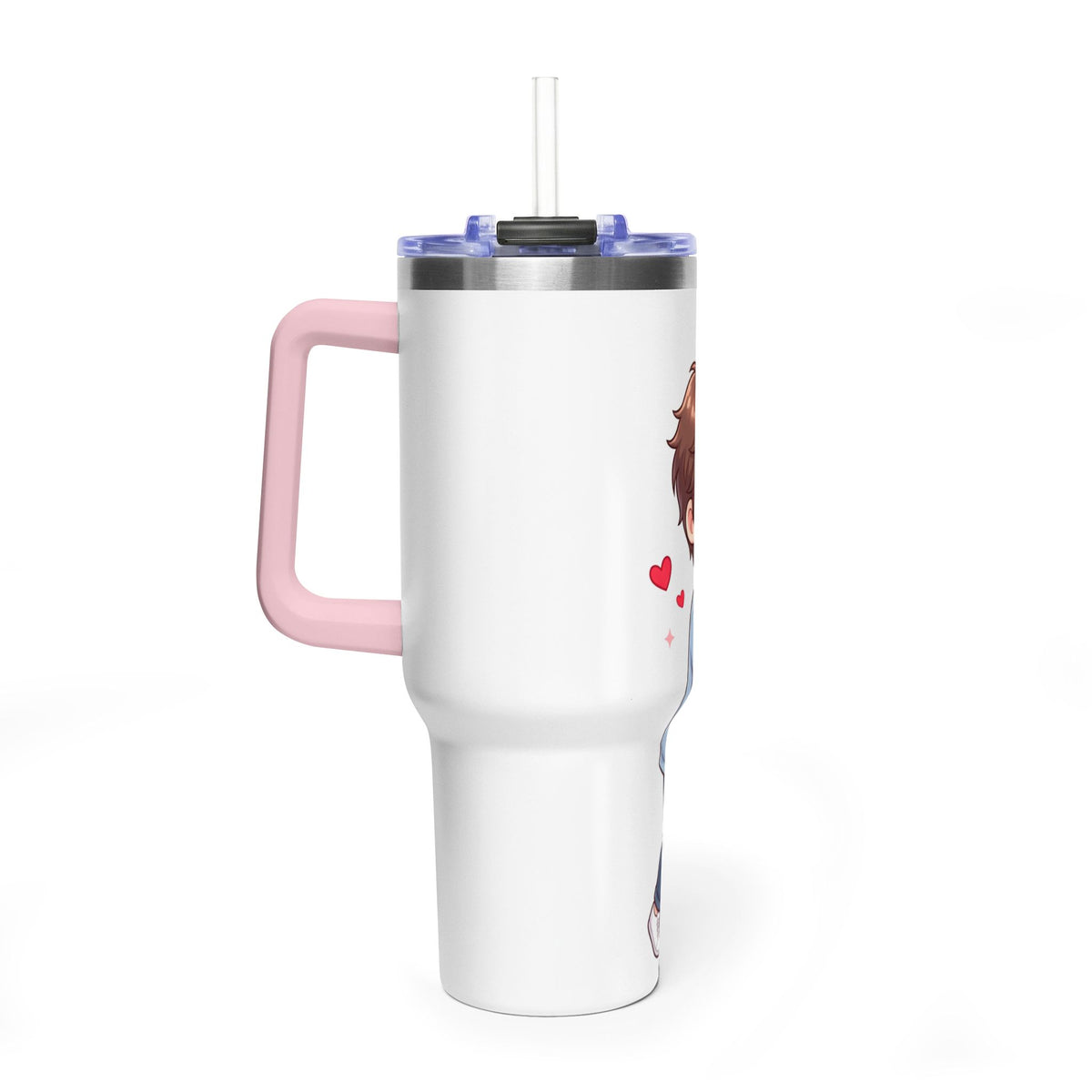 Cute Anime Boy Love Hearts 40oz Travel Tumbler