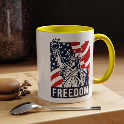Freedom Statue Accent Coffee Mug — Patriotic Liberty 11/15oz