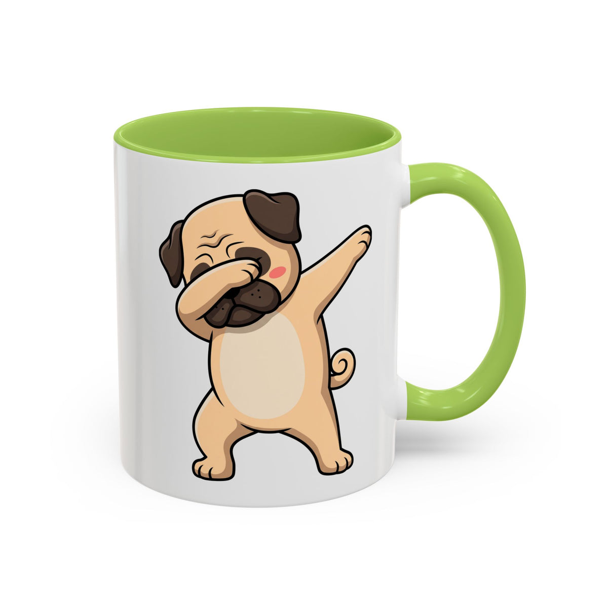 Dabbing Pug Coffee Mug — Cute Dog Accent Mug (11/15 oz)