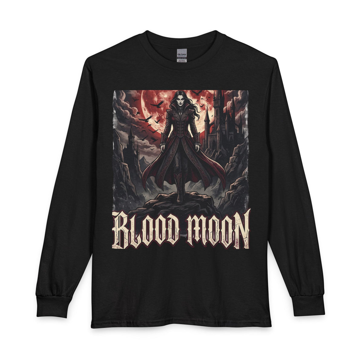 Blood Moon Long Sleeve Shirt — Gothic Vampire Graphic Tee