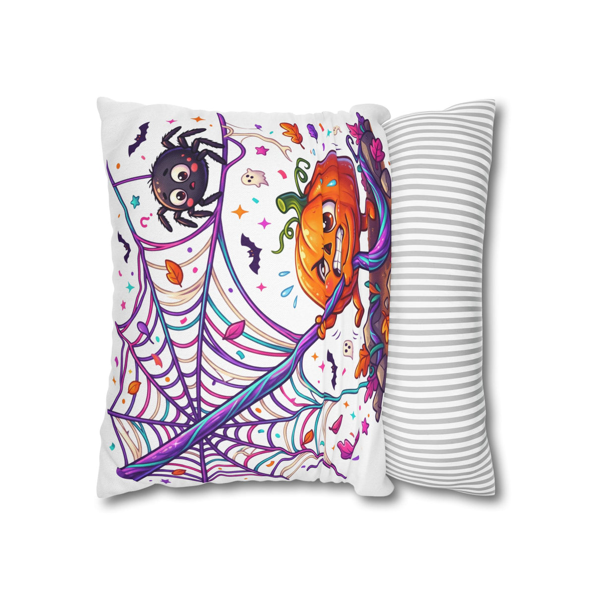 Halloween Pumpkin & Spider Decorative Pillowcase — Cute Spooky Fall Accent