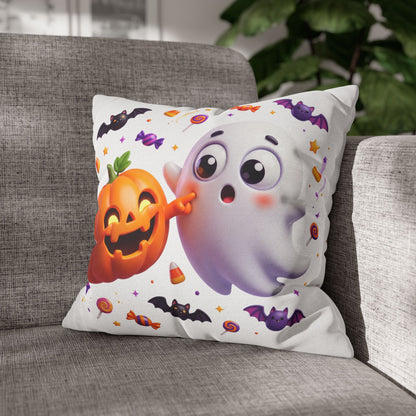 Halloween Ghost & Pumpkin Throw Pillowcase - Cute Spooky Decor