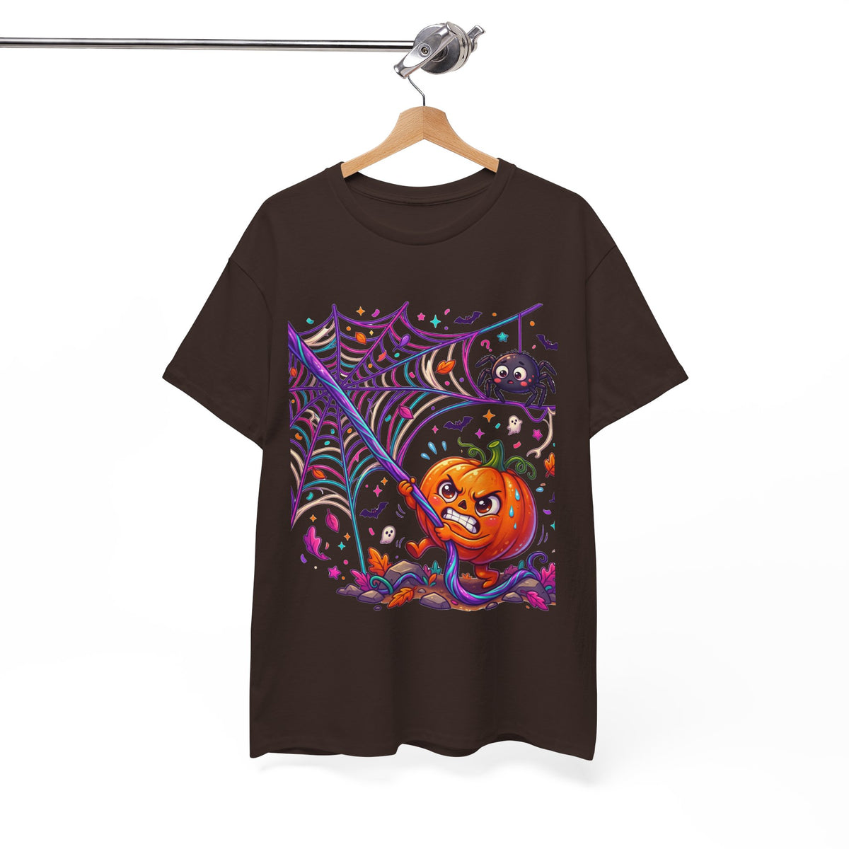 Pumpkin Spider Web Halloween T‑Shirt — Cute Spooky Pumpkin Cartoon Tee