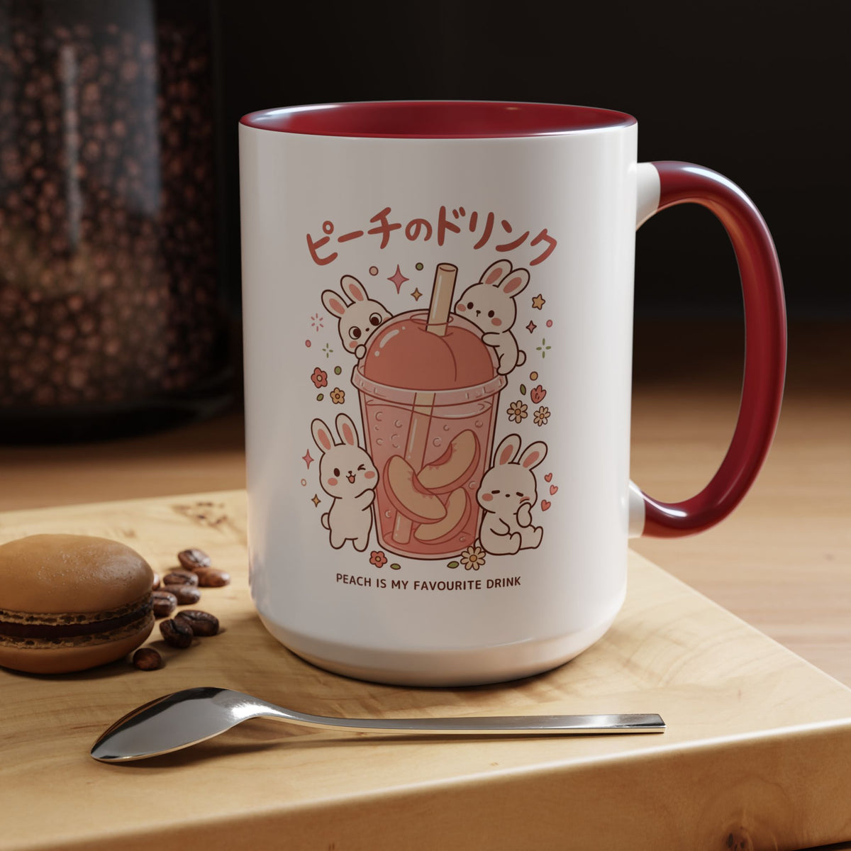 Peach Drink Bunny Mug — Cute Kawaii Coffee Tea Cup (11/15oz)