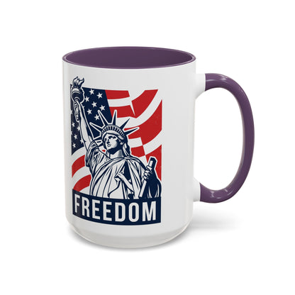 Freedom Statue Accent Coffee Mug — Patriotic Liberty 11/15oz
