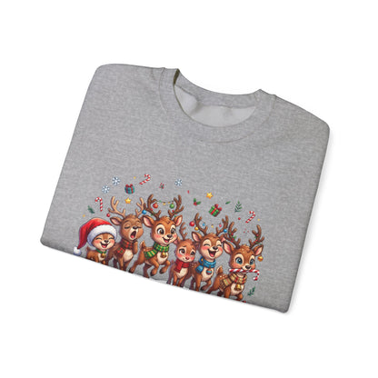 Christmas Reindeer Crewneck Sweatshirt — "Deerly Believed in Christmas" Holiday Pullover