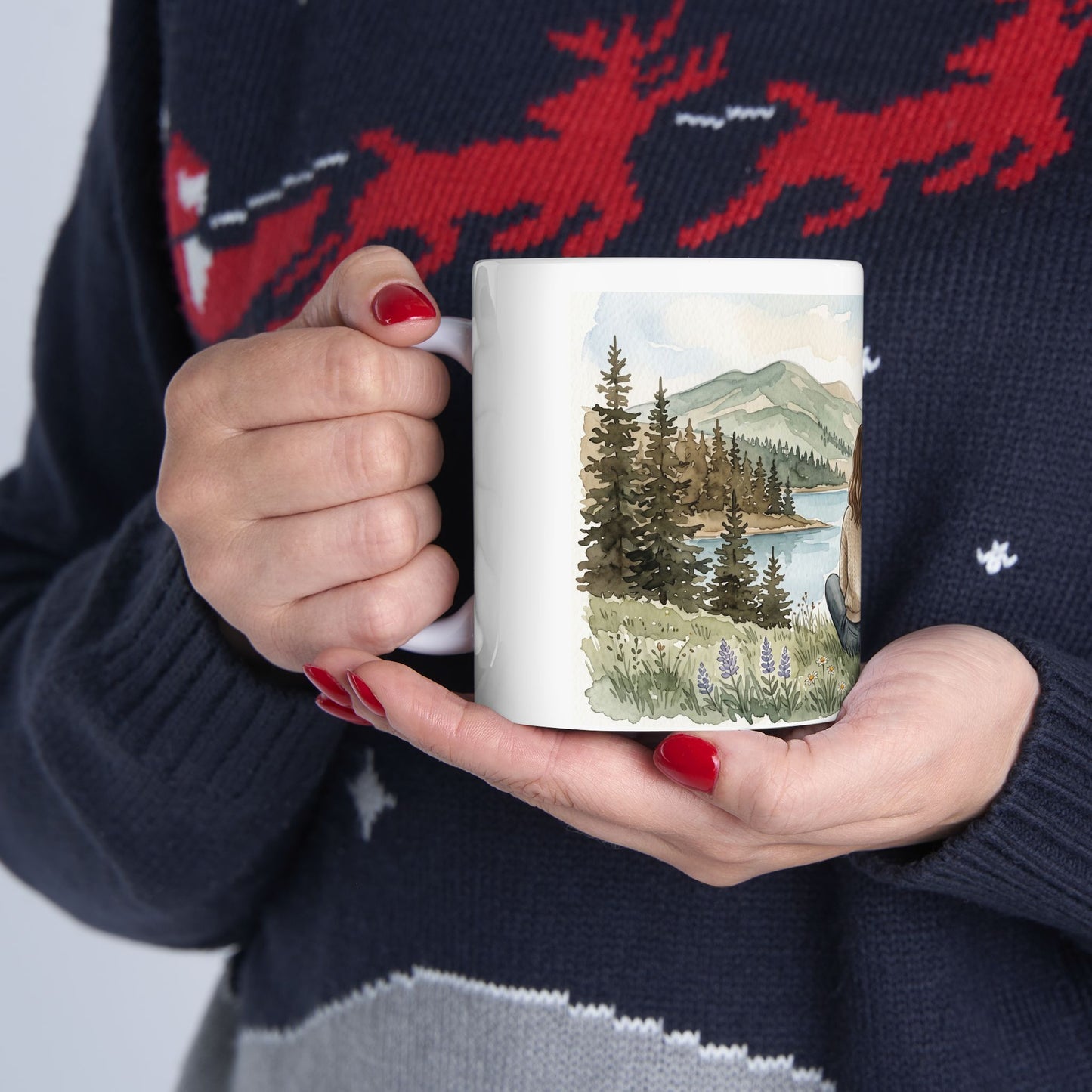Cozy Mountain Lake - Gifts For Dog Lovers - Woman And Dog Forever By Your Side (Custom Mug) - Personalized Mug