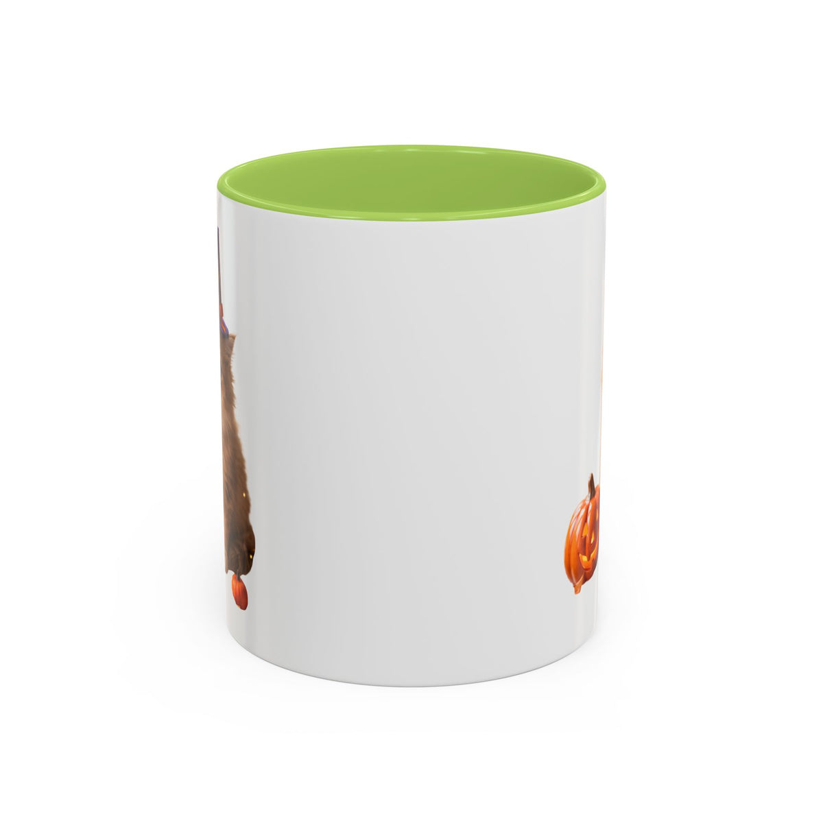 Halloween Cat Coffee Mug with Witch Hat and Pumpkin