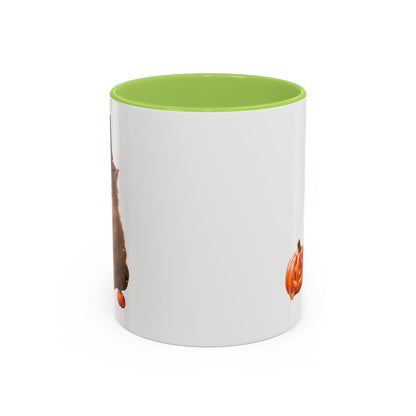 Halloween Cat Coffee Mug with Witch Hat and Pumpkin
