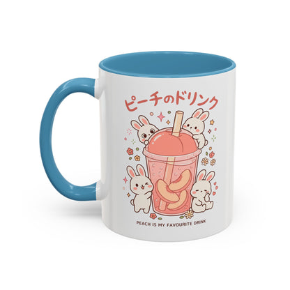 Peach Drink Bunny Mug — Cute Kawaii Coffee Tea Cup (11/15oz)