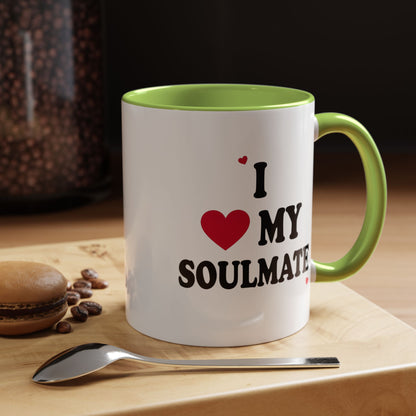I Love My Soulmate Accent Coffee Mug