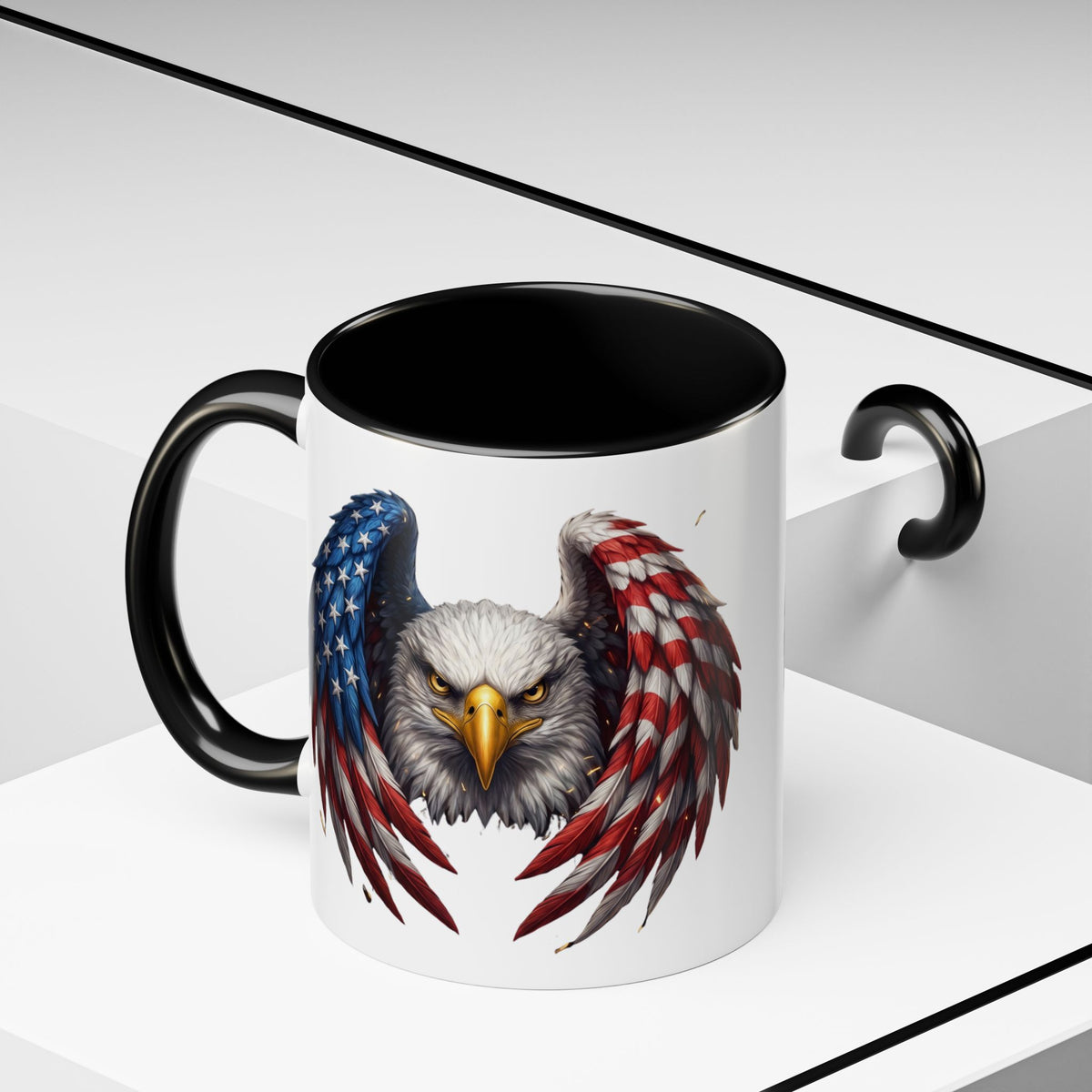American Flag Eagle Coffee Mug – Patriotic Bald Eagle Accent Mug (11/15 oz)