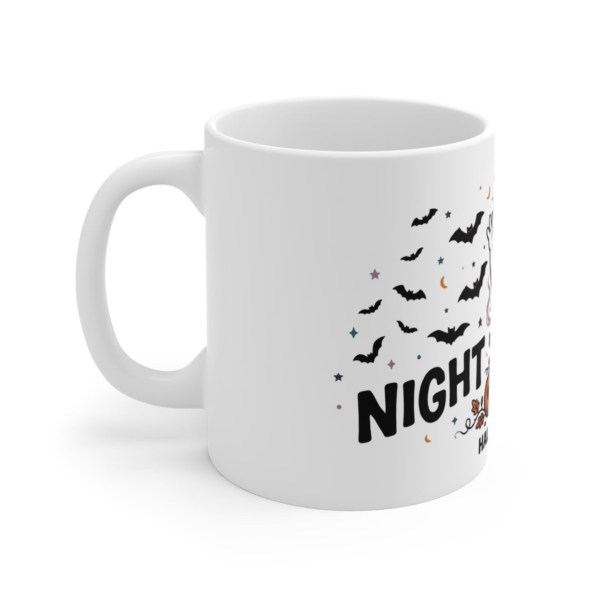 Halloween Night Ghost Mug — Cute Haunted Pumpkin Coffee Cup (11 oz)