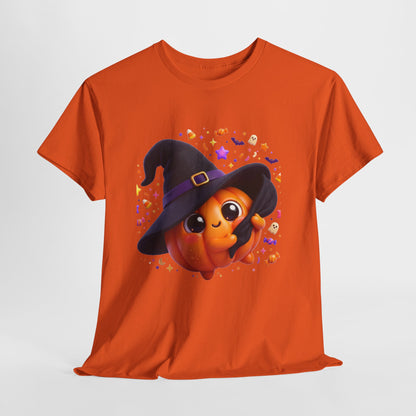 Pumpkin Witch T-Shirt — Cute Halloween Jack-o'-Lantern with Witch Hat