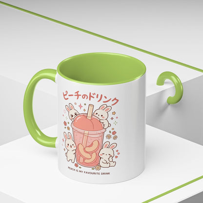 Peach Drink Bunny Mug — Cute Kawaii Coffee Tea Cup (11/15oz)