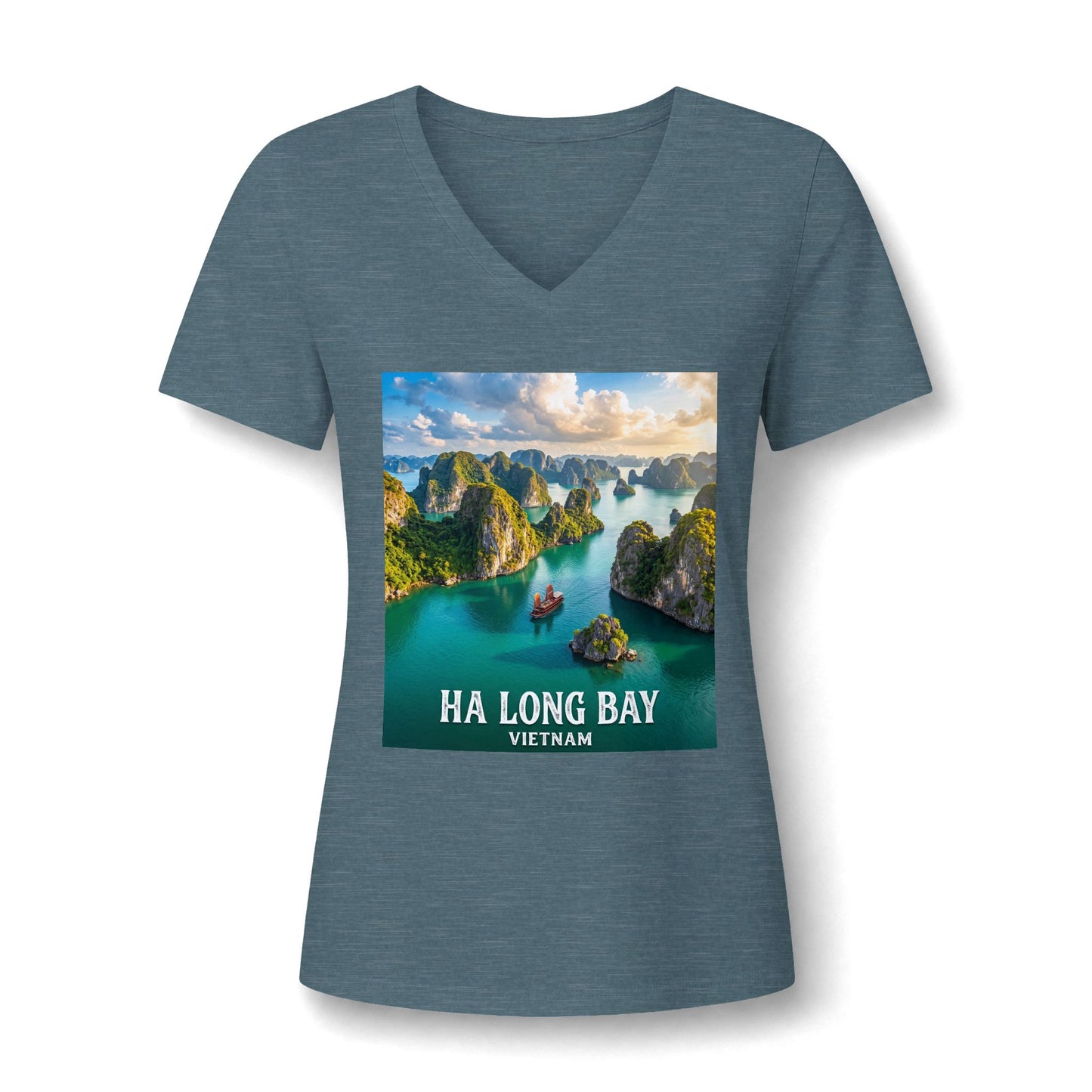 Ha Long Bay Vietnam V-Neck Tee – Scenic Travel Souvenir Tee