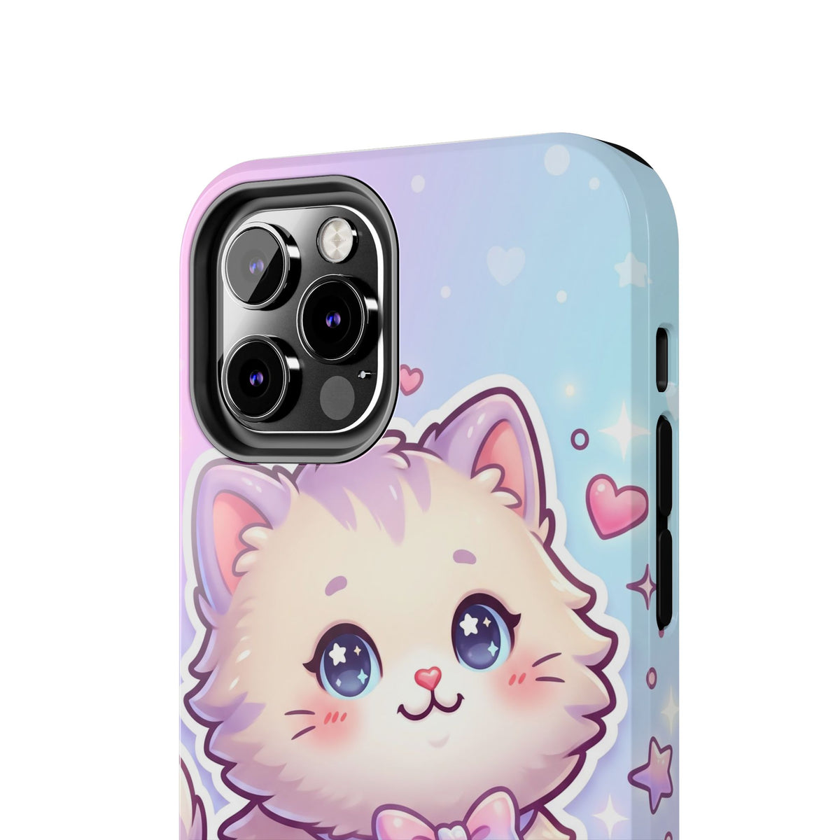 Cute Pastel Kawaii Kitten Tough Phone Case — Cute Cat with Bow Protective Cover